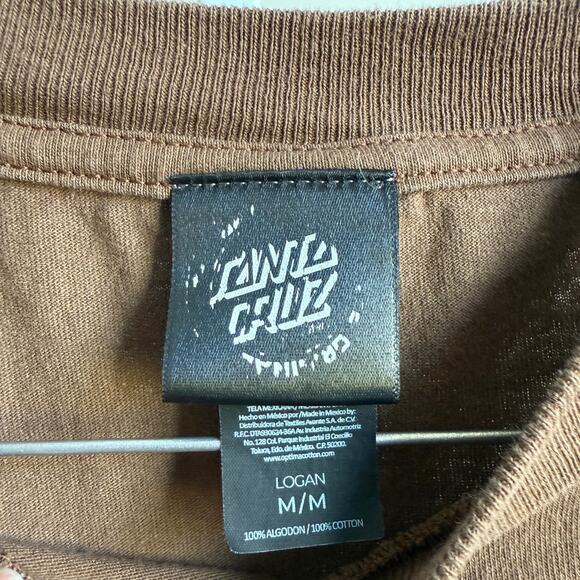 Santa Cruz sz M brown spell out short sleeve T-shirt - Picture 4 of 8